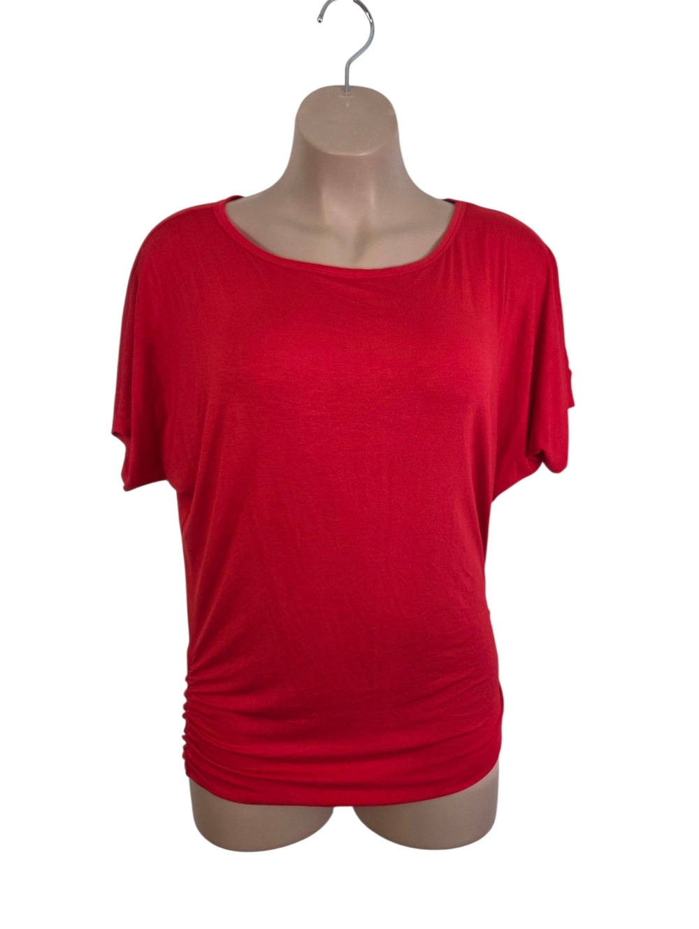 Made By Johnny Red Short Sleeve Scoop Neck Ruched Top - New With Tags Size XXXL